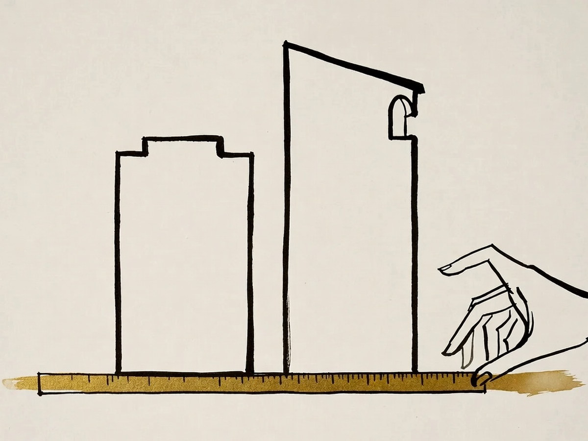 Dois edifícios de alturas diferentes sobre bases de largura idêntica
