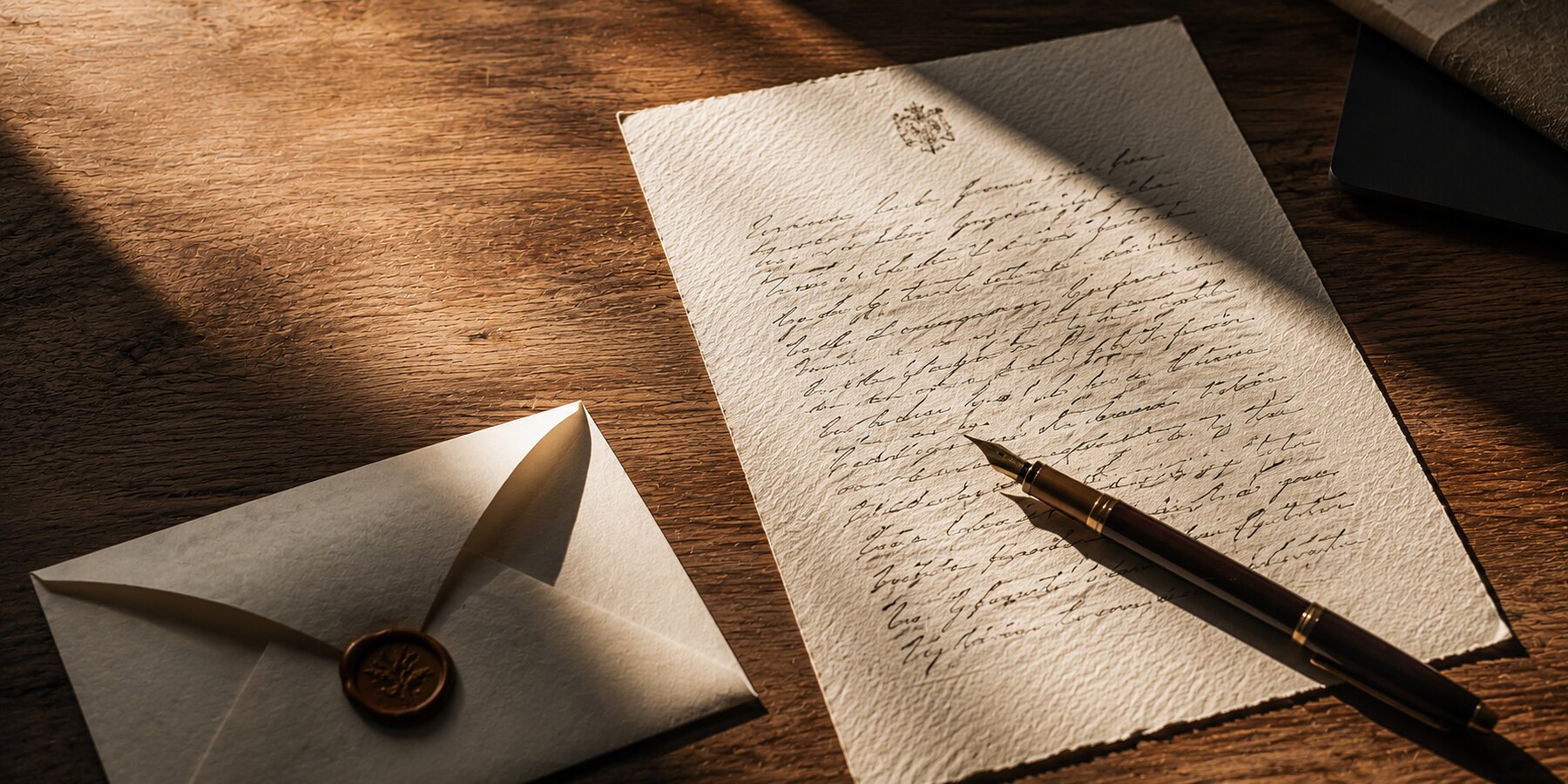 Carta manuscrita sobre papel texturizado
