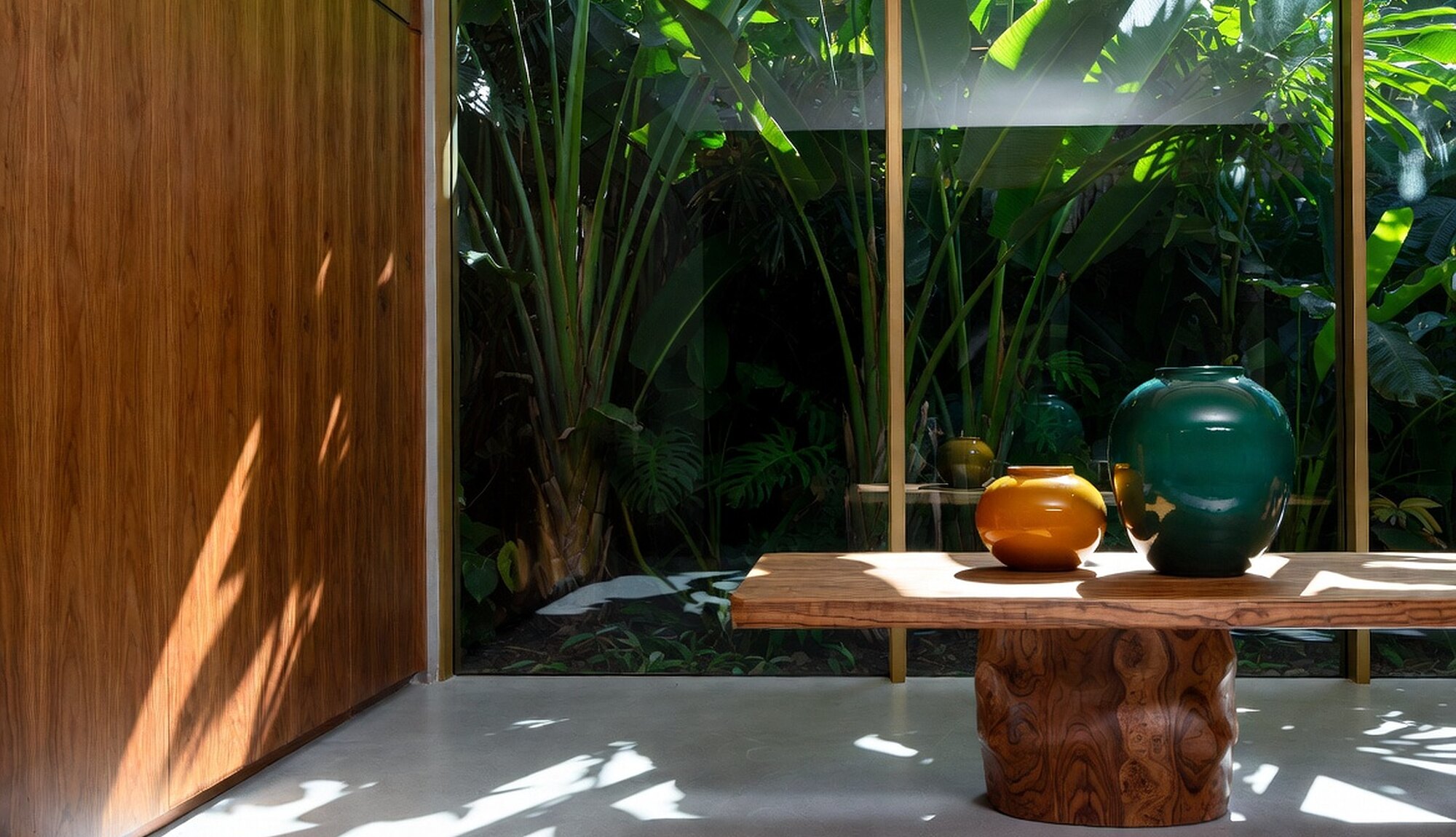 Espaço com luz natural e vegetação