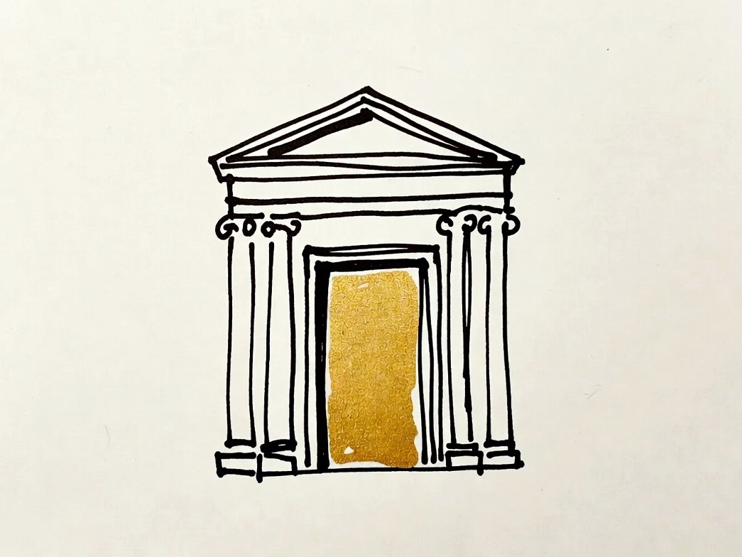 Desenho em linha fina: pórtico clássico