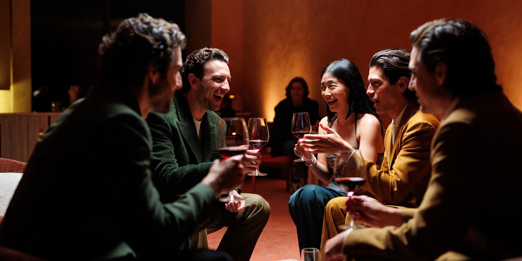Pequeno grupo em conversa em ambiente iluminado