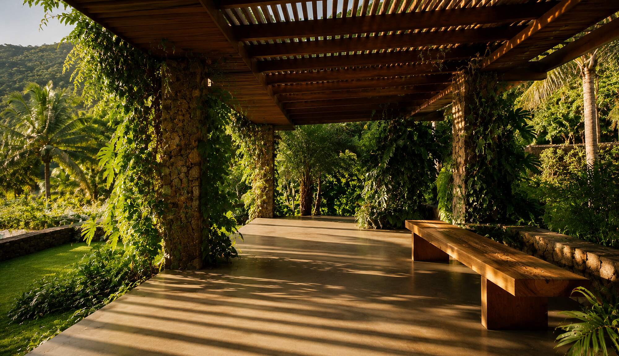 Espaço com vegetação e luz natural